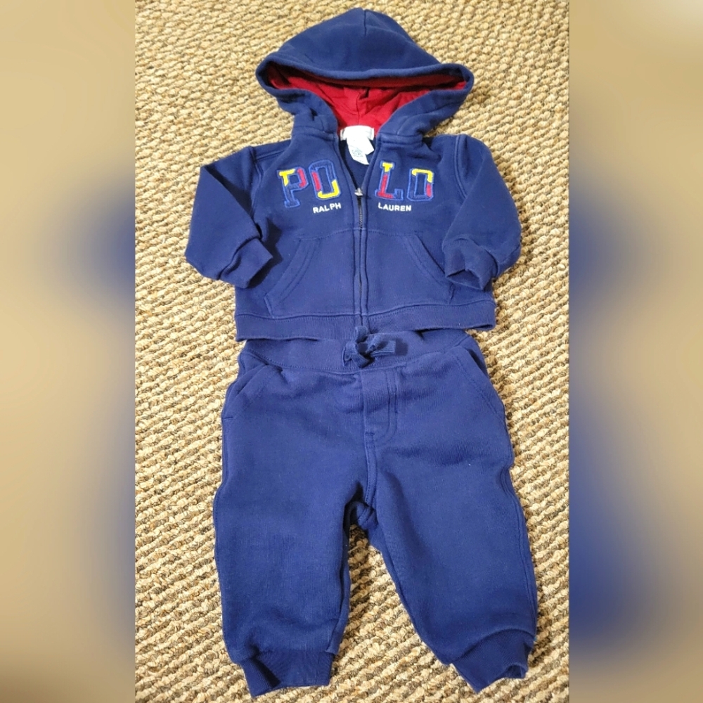 Ralph Lauren Navy Baby Hoodie Set